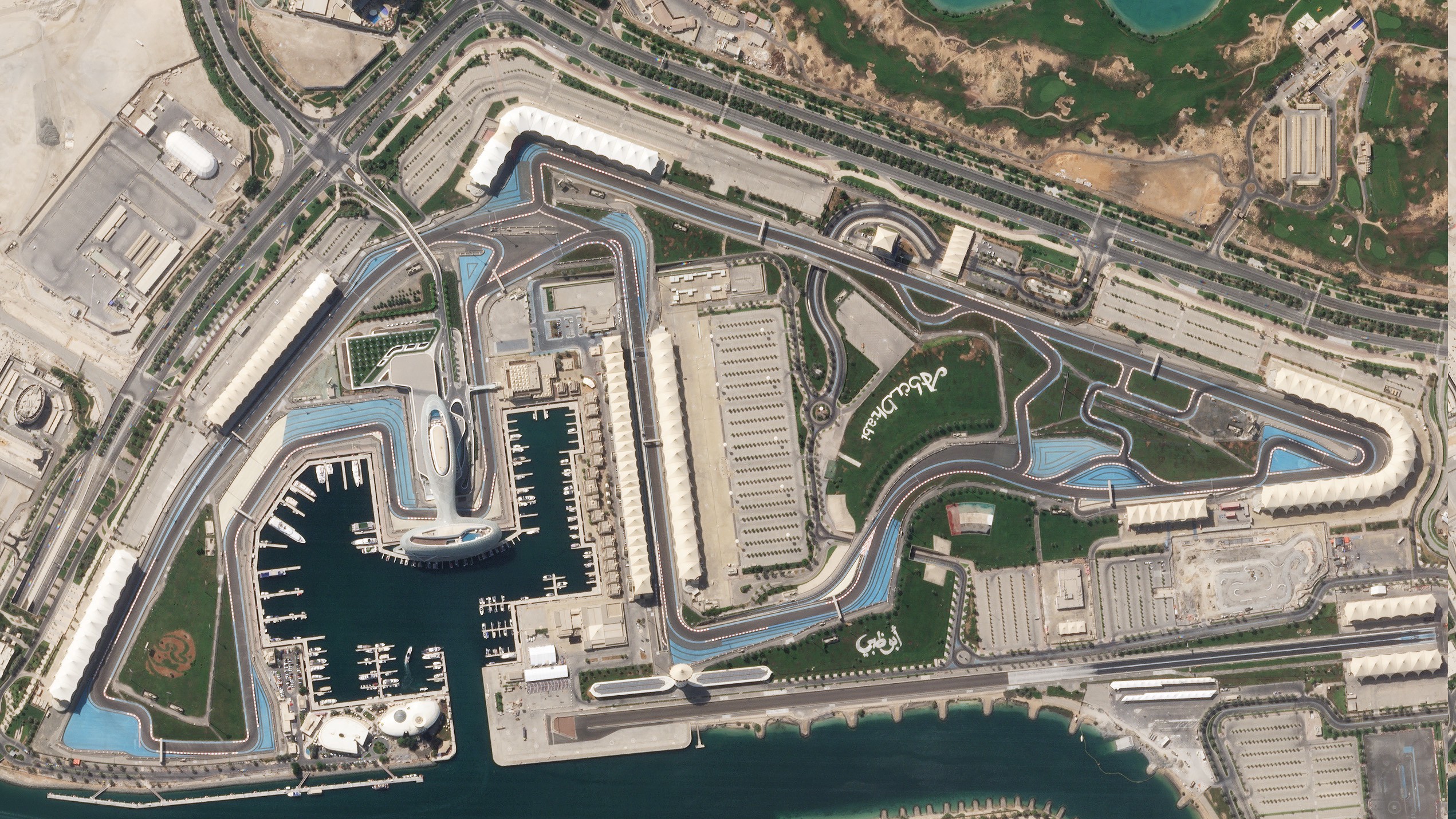 Satellite view of the Yas Marina F1 Circuit